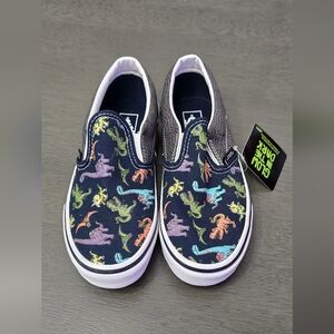Vans Blue Dinosaur Print Slip-On Sneakers